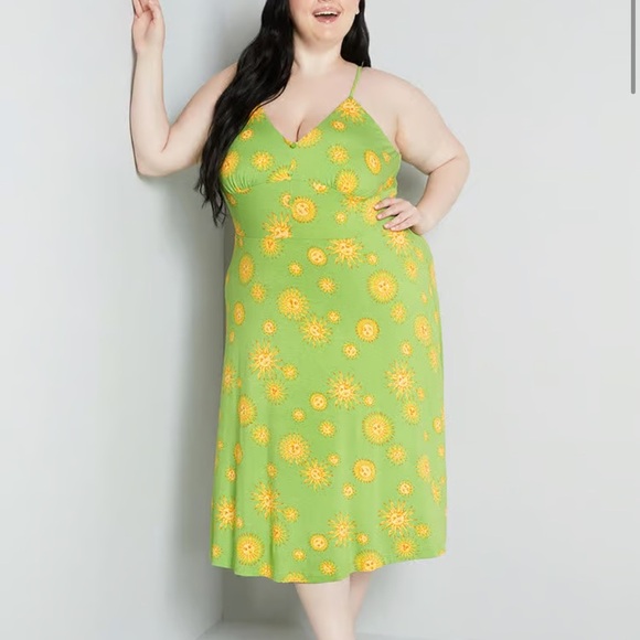New ModCloth Seaside Vacay Slip Dress Lime Suns - Picture 1 of 7